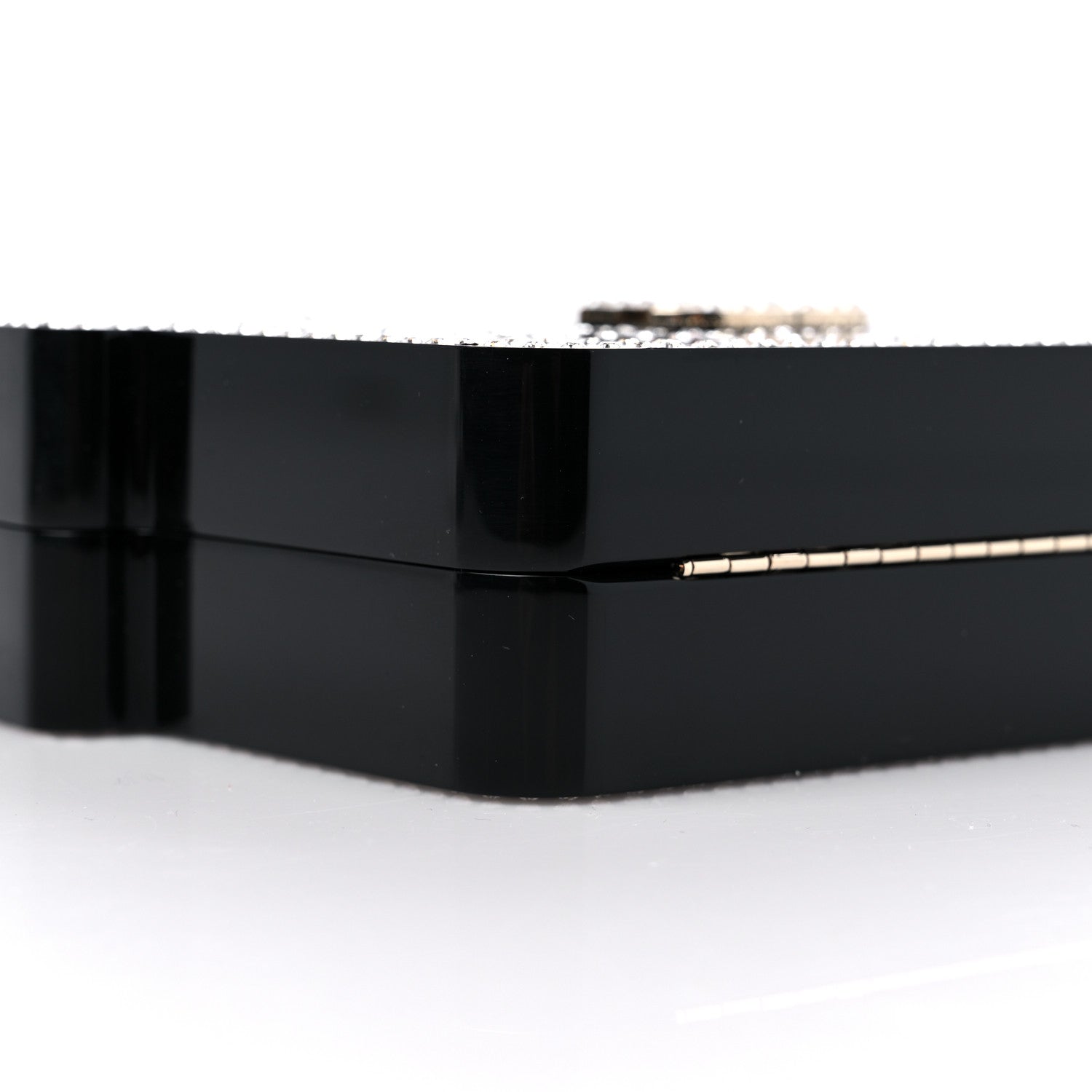 Chanel Plexiglass Crystal Quilted Minaudiere Clutch Black White 8 of 10