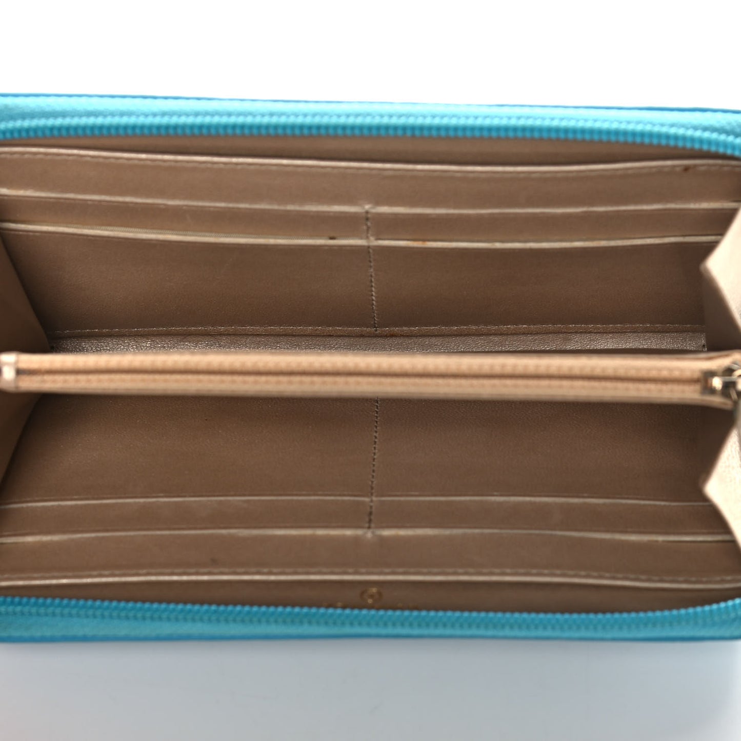 Lambskin Camellia Embossed Large Gusset Zip Around Wallet Blue