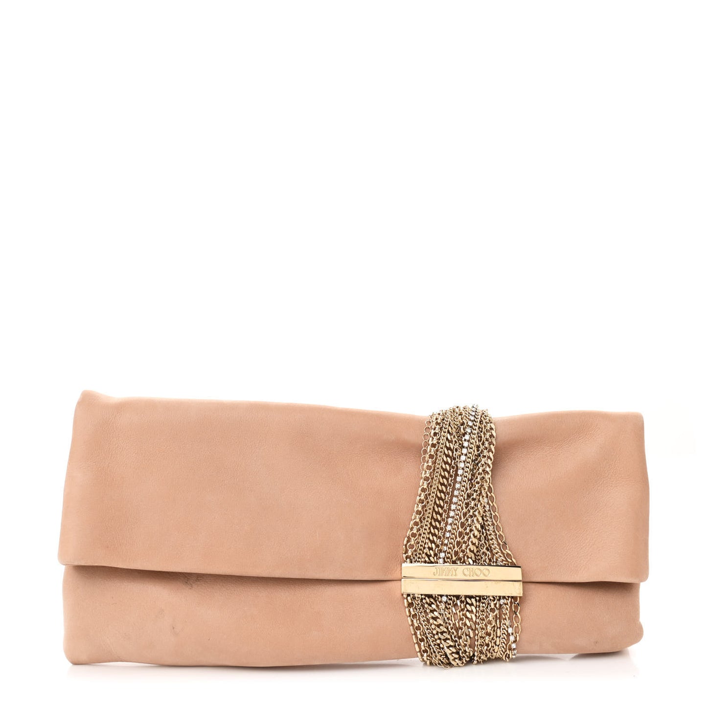 Shimmer Suede Crystal Chandra Clutch Blush