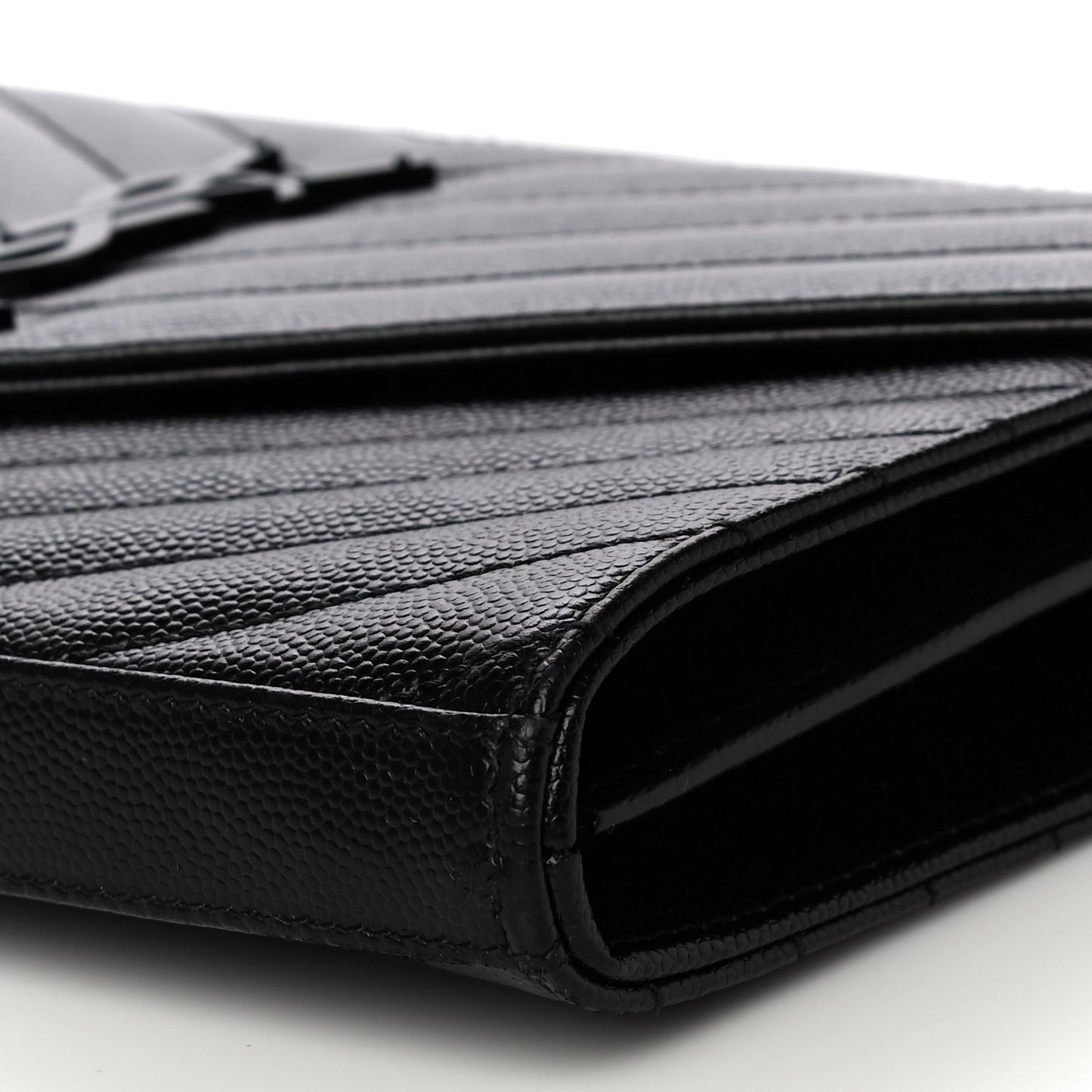 Grain De Poudre Matelasse Chevron Monogram Chain Wallet Black