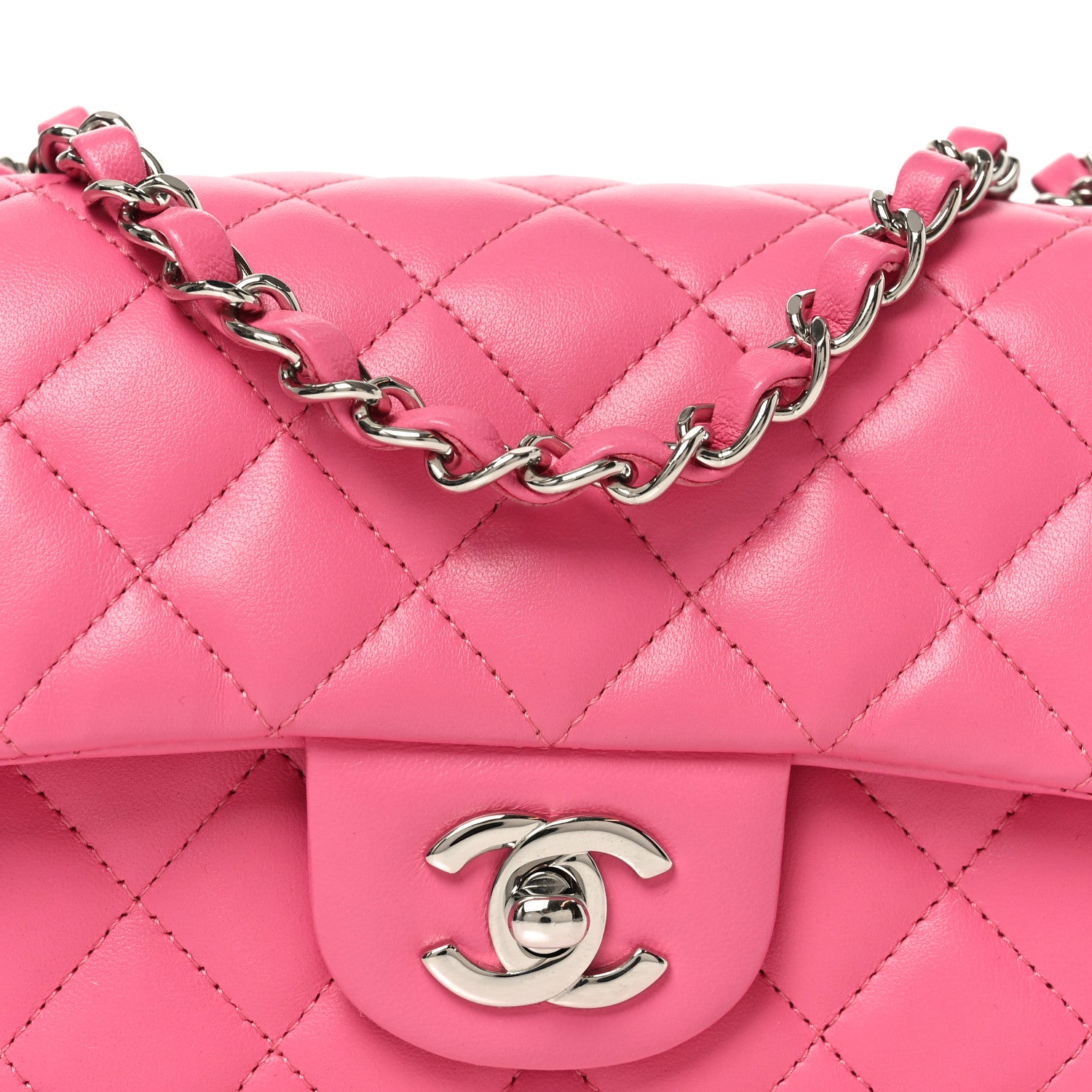 Chanel Lambskin Quilted Mini Rectangular Flap Pink 8 of 11