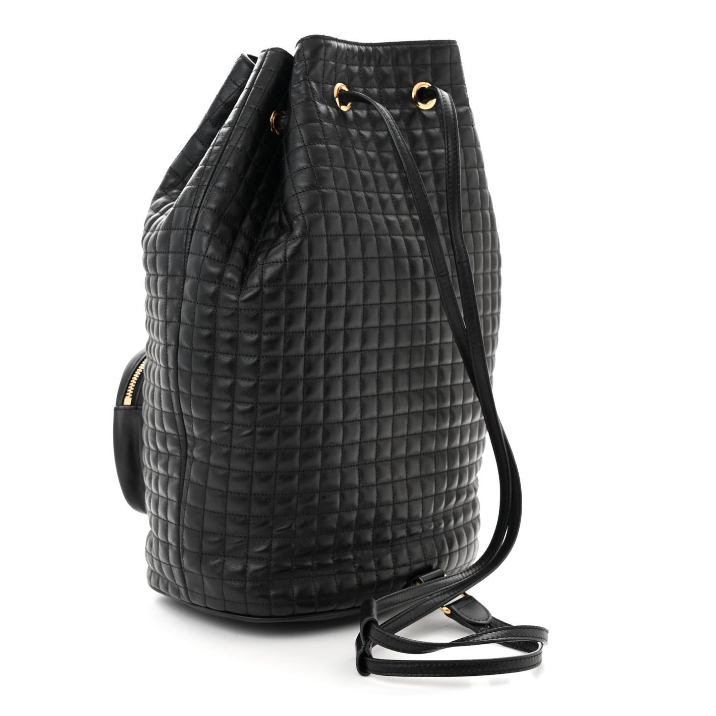 Calfskin Quilted Medium C Backpack Black