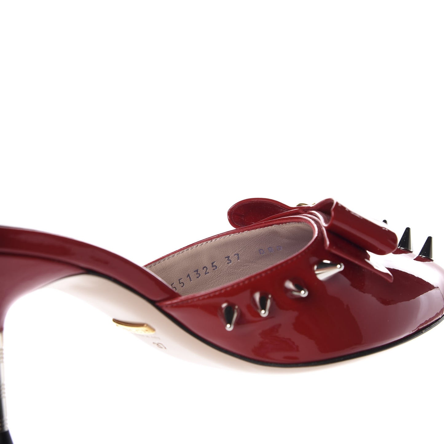 Patent GG Bow Sadie Spike Mid Heel Mules 37 Red