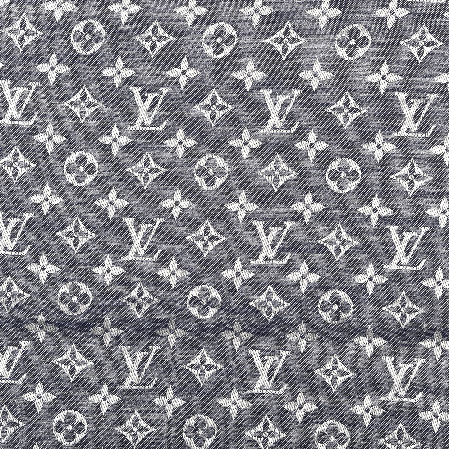 Silk Wool Monogram Denim Shawl Blue