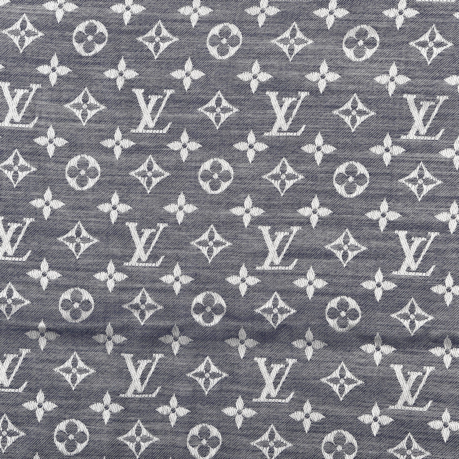 Louis Vuitton Silk Wool Monogram Denim Shawl Blue 3 of 4