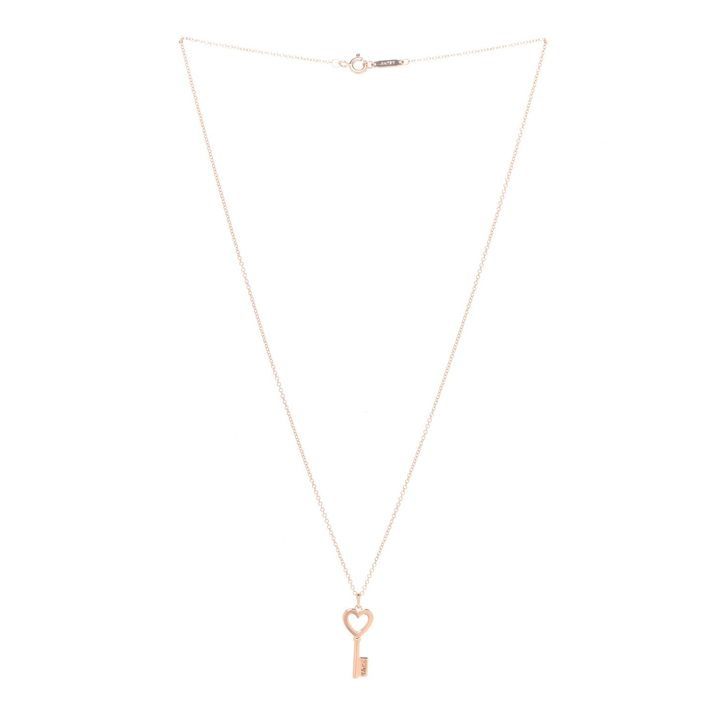 18K Rose Gold Mini Heart Key Pendant Necklace