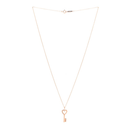Tiffany 18K Rose Gold Mini Heart Key Pendant Necklace 3 of 5