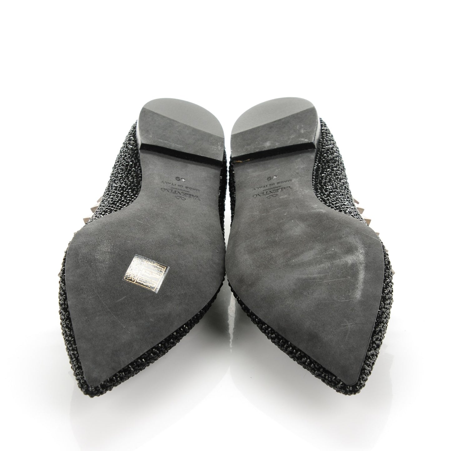Nappa Crystal Rockstud Flats 39 Black