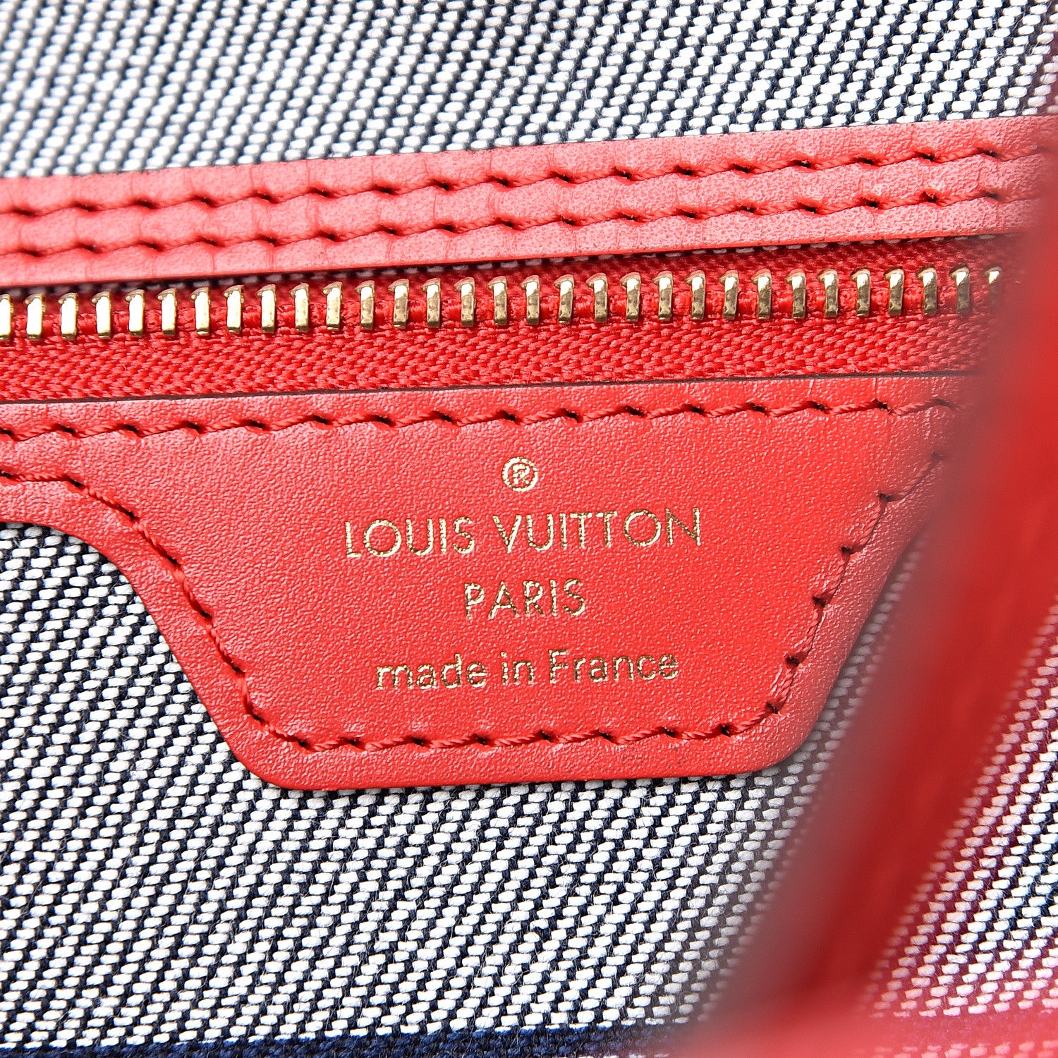 Louis Vuitton Denim Damier Monogram Patchwork Neverfull Blue Rouge 7 of 12