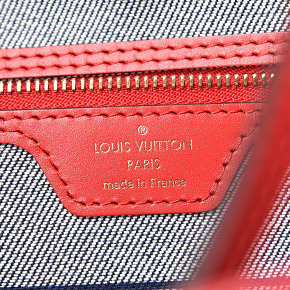 Louis Vuitton Denim Damier Monogram Patchwork Neverfull Blue Rouge 7 of 12