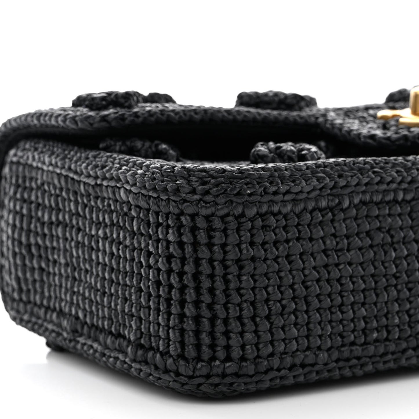 Raffia Dolce Raffia Flap Bag Black