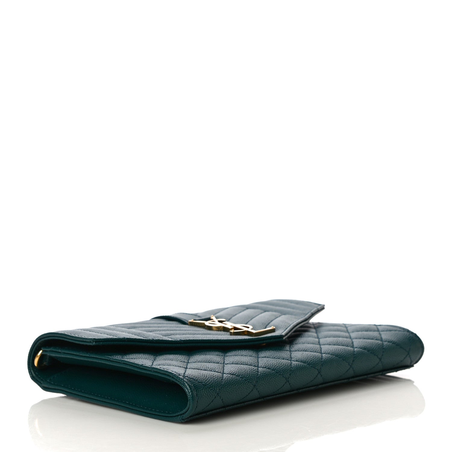 Saint Laurent Grain De Poudre Textured Mixed Matelasse Triquilt Monogram Clutch Sea Turquois 4 of 11