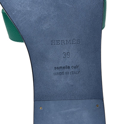 Hermes Epsom Oran Sandals 39 Vert Emeraude 8 of 10