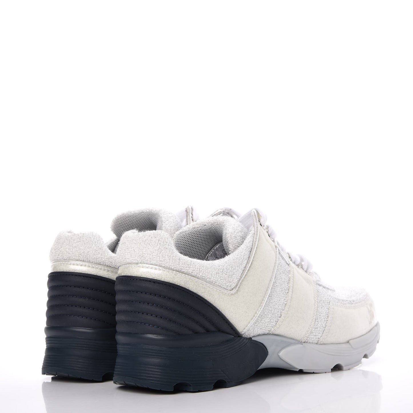 Iridescent Terry Cloth PVC Calfskin Sneakers 36.5 Silver