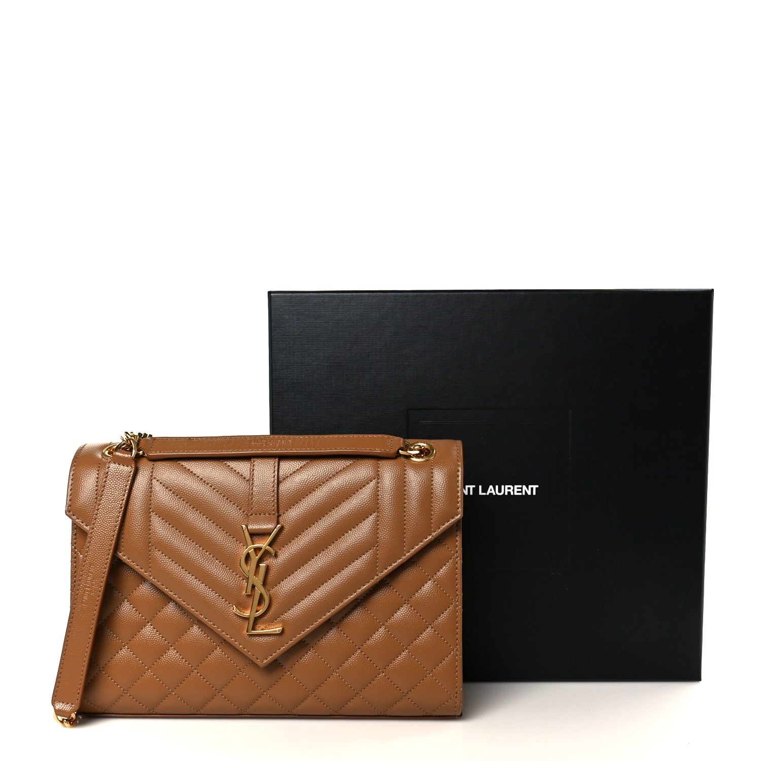 Saint Laurent Grain De Poudre Textured Mixed Matelasse Triquilt Medium Monogram Satchel Dark Natural 12 of 12