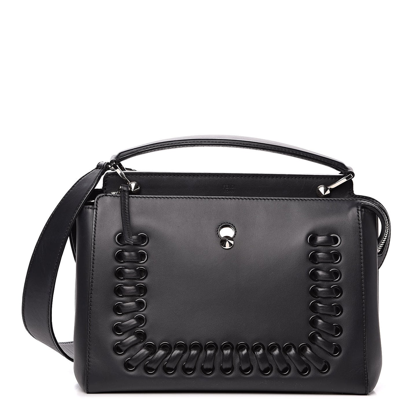 Vitello Baltico Dolce Shiny Nappa Lace Up DotCom Satchel Black Blue