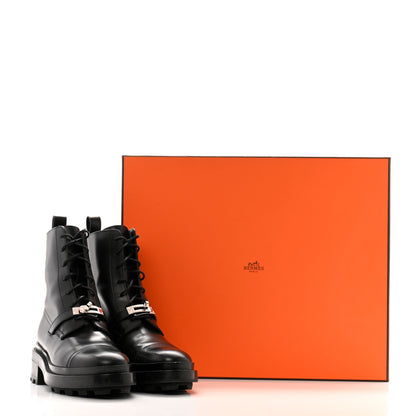 Hermes Glossed Calfskin Funk Ankle Boots 37 Black 14 of 14