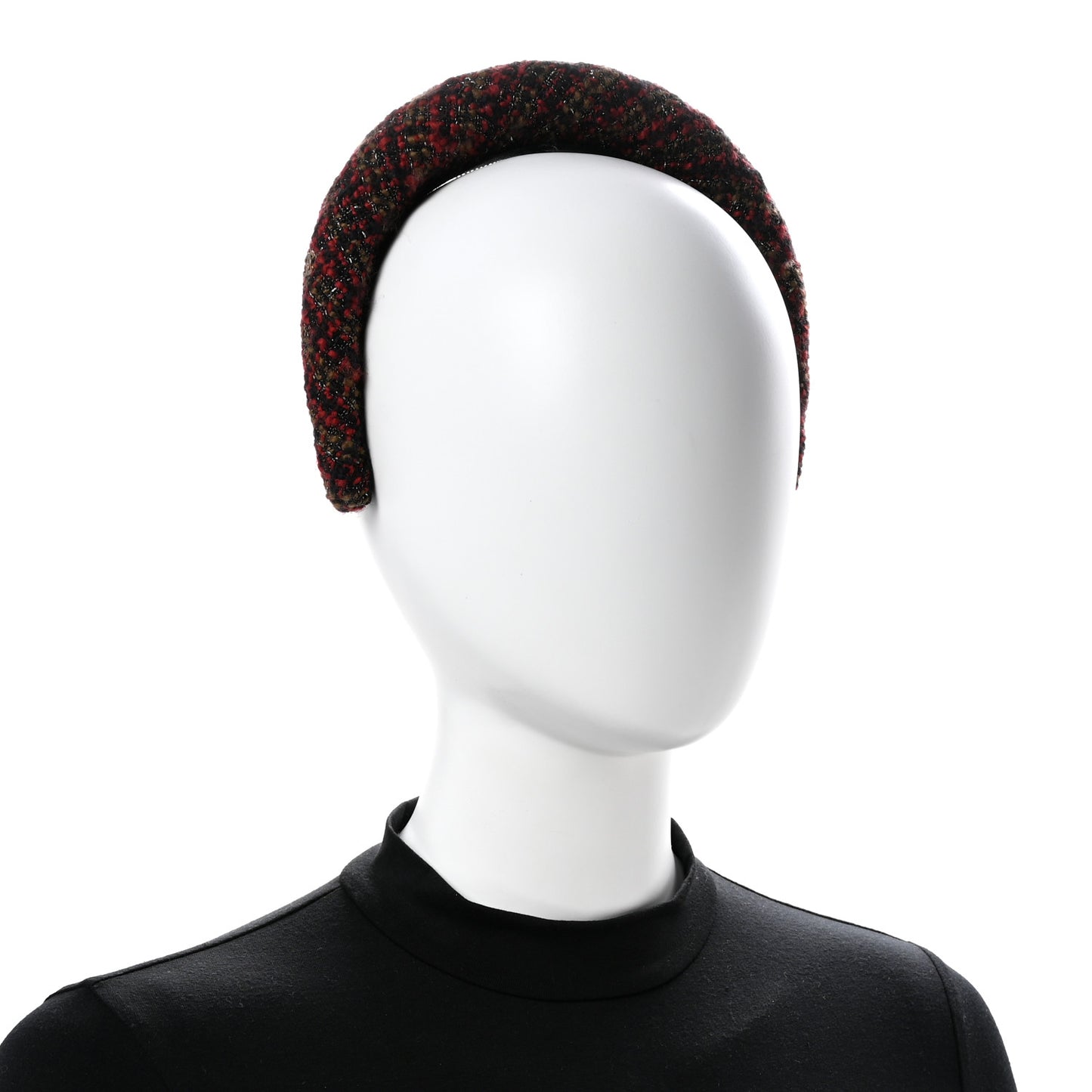 Tweed Headband Red Black Khaki