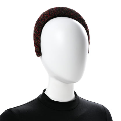 Chanel Tweed Headband Red Black Khaki 2 of 5