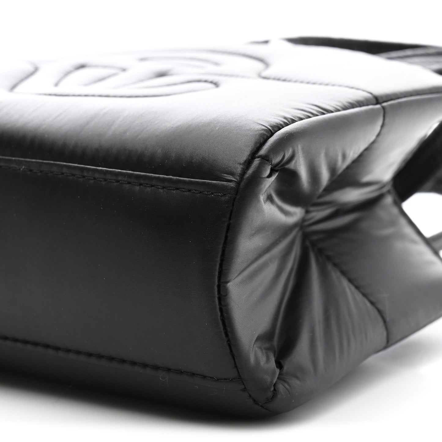 Nylon Small Puff Shopping Bag Black