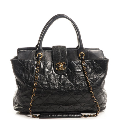 Chanel Stingray and Glazed Calfskin Bindi CC Large Tote Black 1 of 7