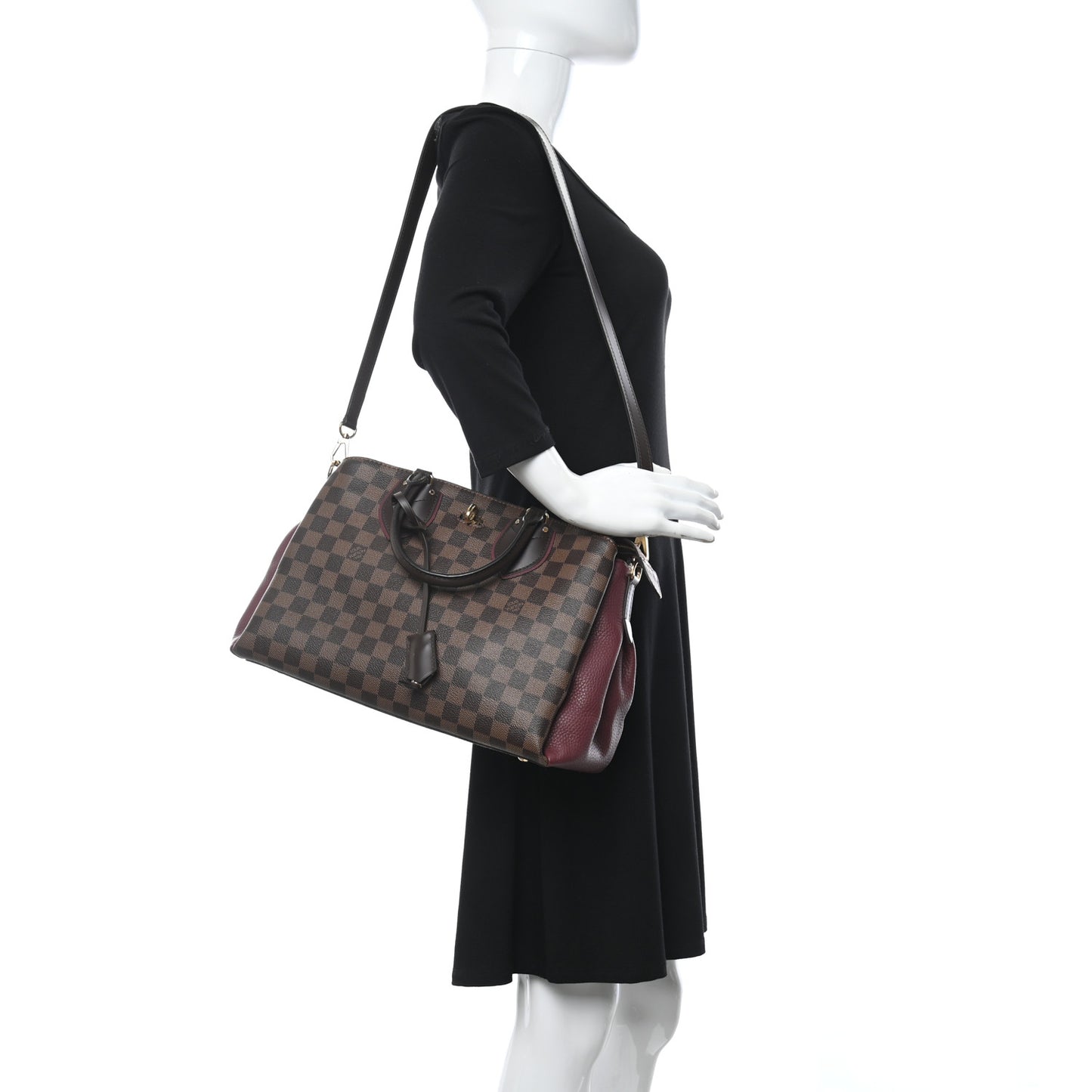 Cuir Taurillon Damier Ebene Normandy Bordeaux