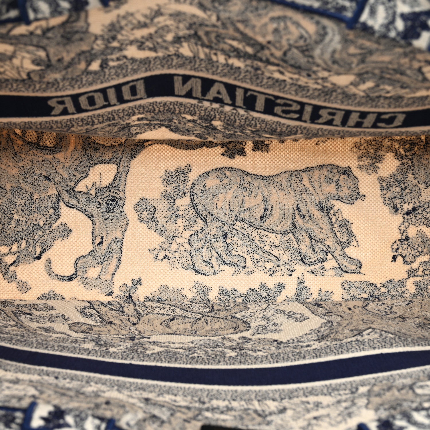 Christian Dior Canvas Embroidered Large Dioriviera Toile De Jouy