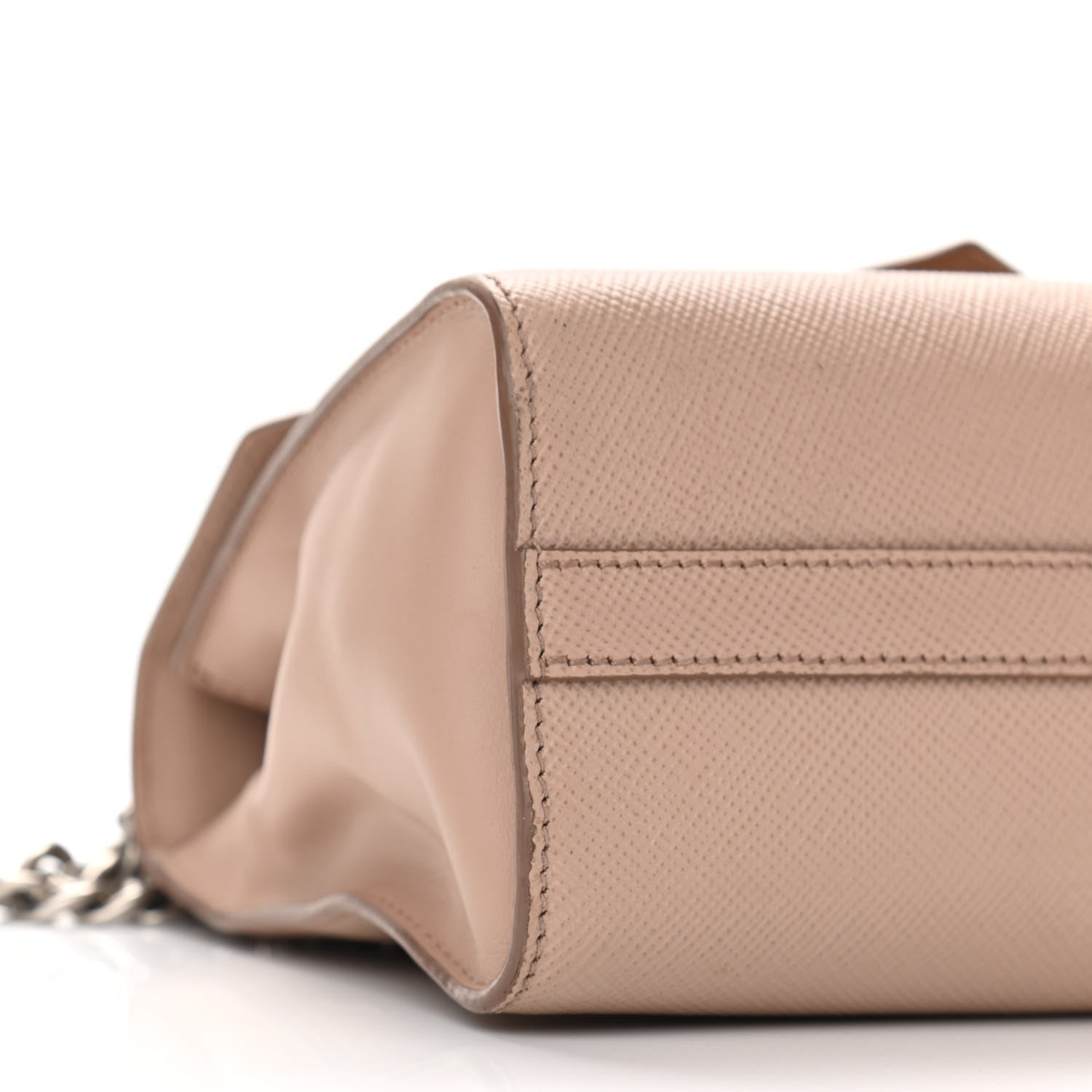 Prada Saffiano Cuir Calfskin Monochrome Envelope Flap Chain Shoulder Bag Cipria 8 of 11