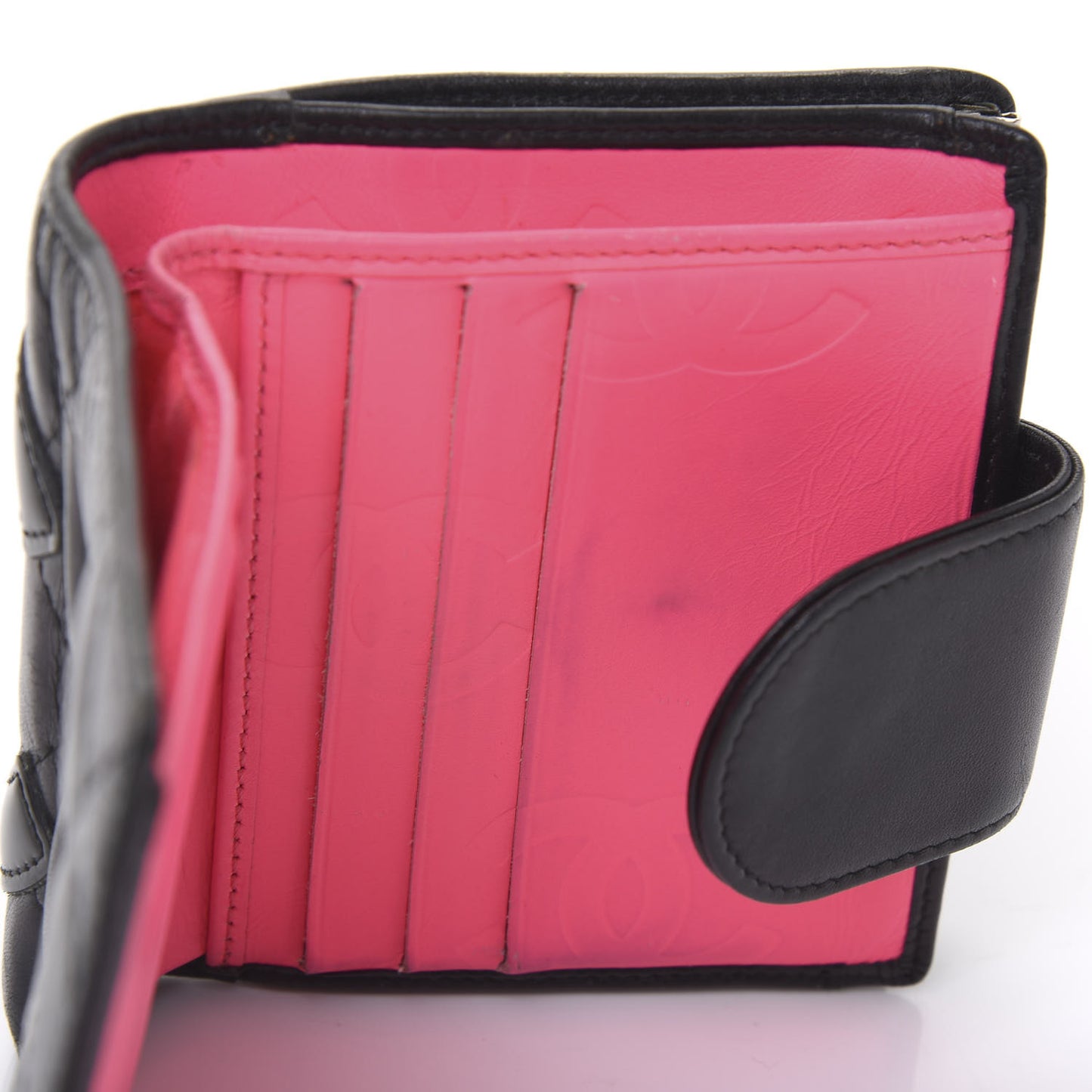 Calfskin Quilted Cambon Bi-Fold Wallet Black