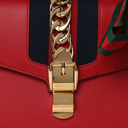 Gucci Calfskin Small Sylvie Shoulder Bag Hibiscus Red 9 of 11
