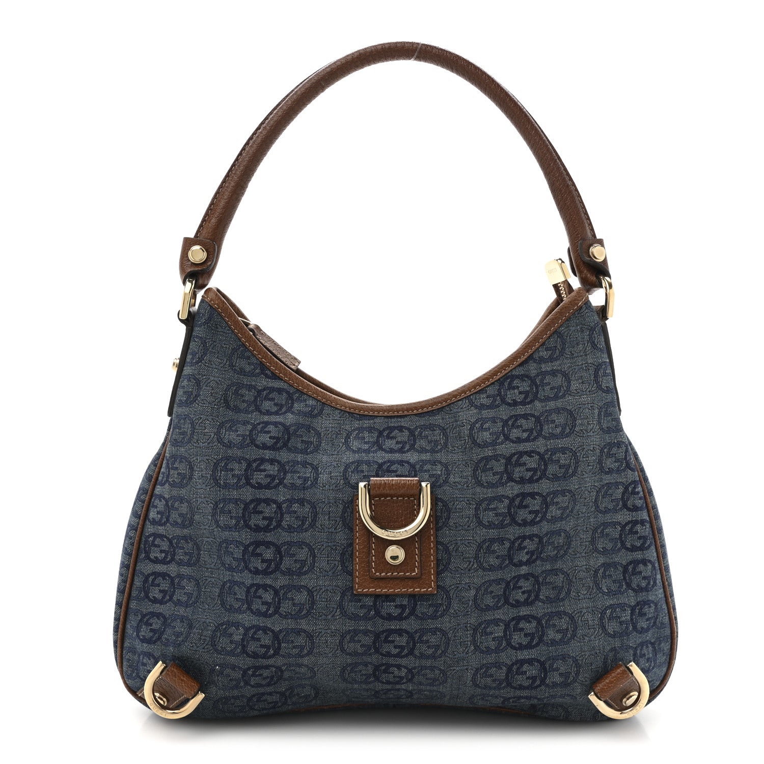 Gucci Denim GG Medium Abbey Ring Hobo Blue 1 of 12