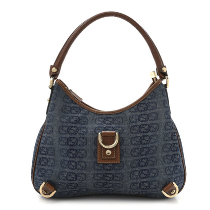 Gucci Denim GG Medium Abbey Ring Hobo Blue 1 of 12