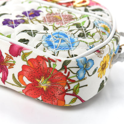 Gucci Canvas Flora Floral Trapuntata Mini Zumi Dome Shoulder Bag White 6 of 12