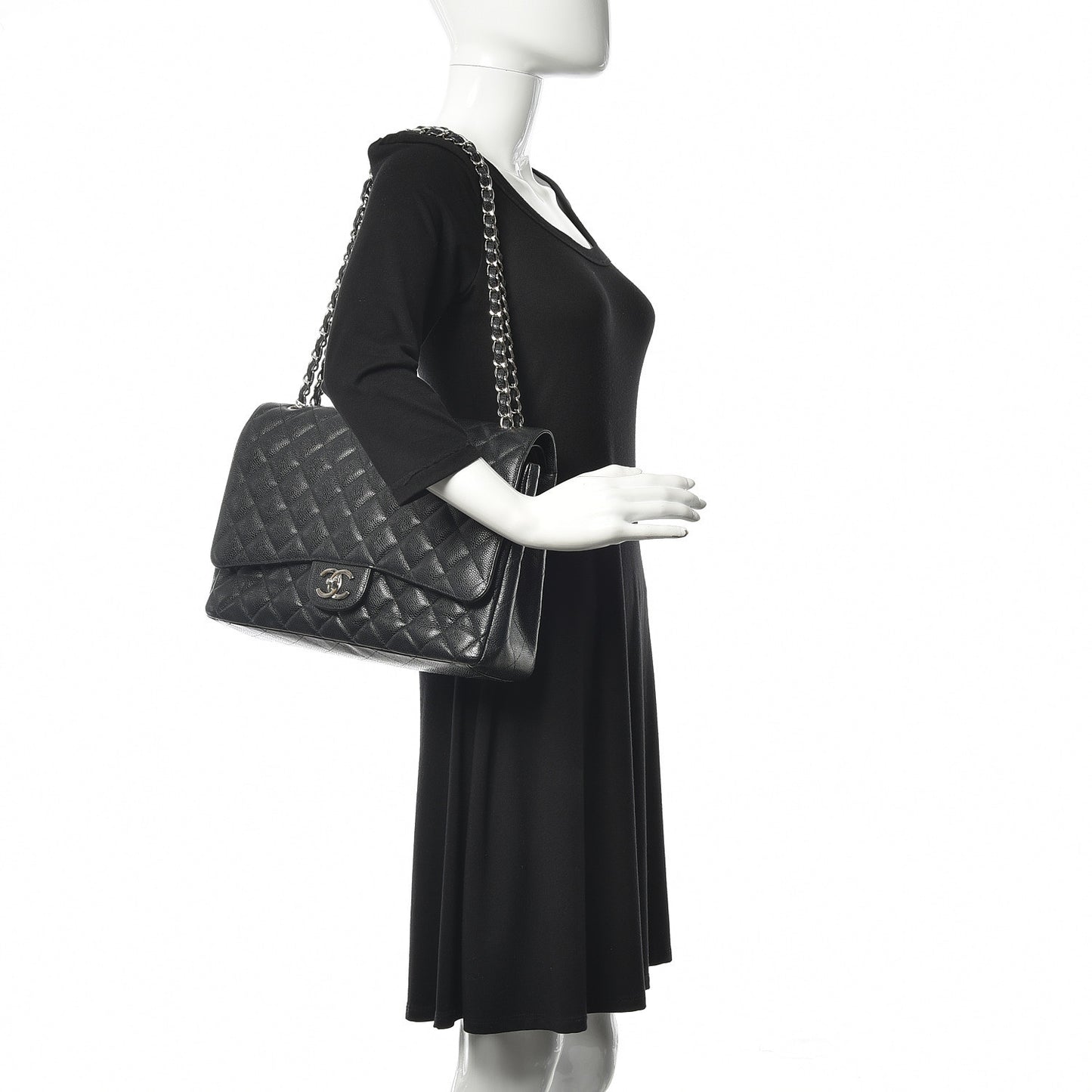 Caviar Quilted Maxi Double Flap Black
