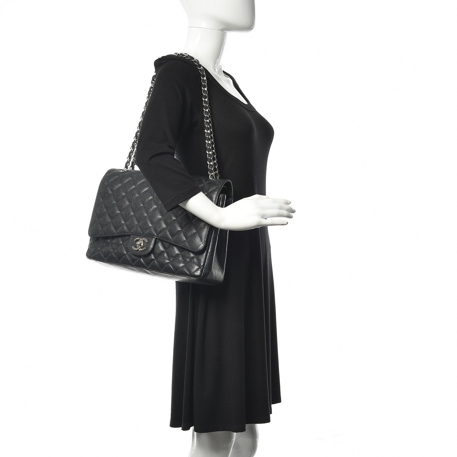 Chanel Caviar Quilted Maxi Double Flap Black 2 of 10