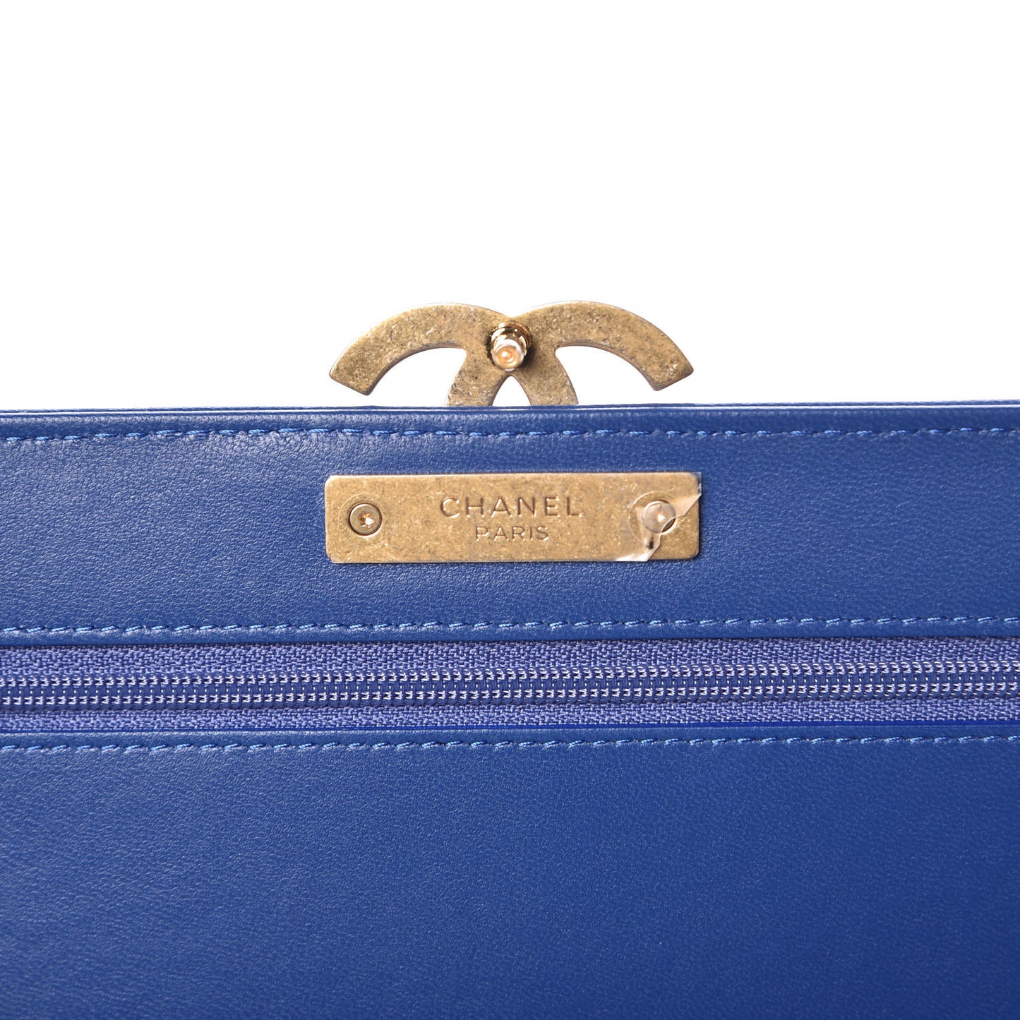 Iridescent Lambskin Quilted Wallet on Chain WOC Blue
