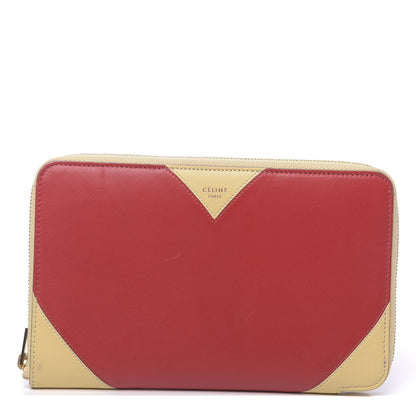 Celine Goatskin Bi-Color Large Zip Around Multifunction Coeur Wallet Nude Red 1 of 13