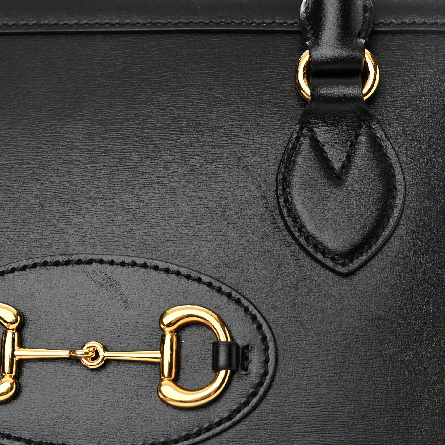 Gucci Boarded Plutone Calfskin Horsebit 1955 Top Handle Bag Black 13 of 15
