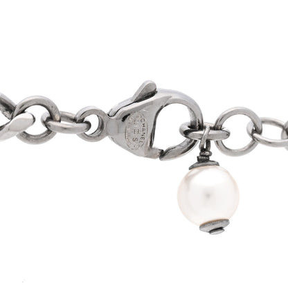 Chanel Crystal Pearl CC Star Necklace Silver 4 of 5