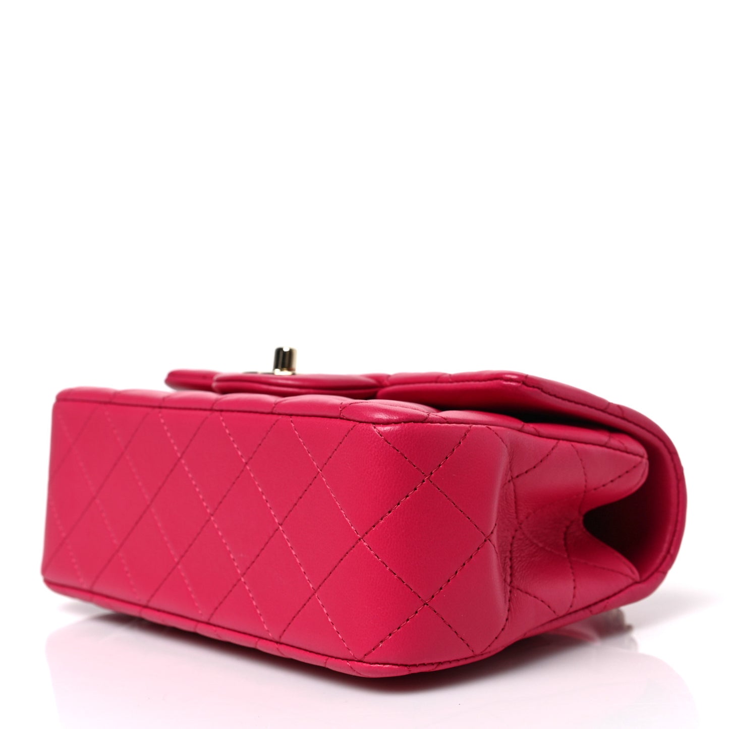 Lambskin Quilted Mini Top Handle Rectangular Flap Dark Pink