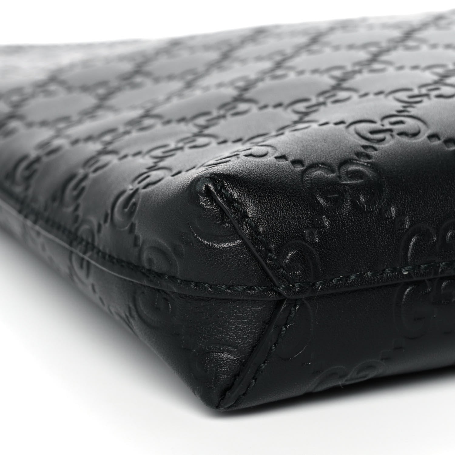 Gucci Guccissima Medium Flat Messenger Bag Black 10 of 15