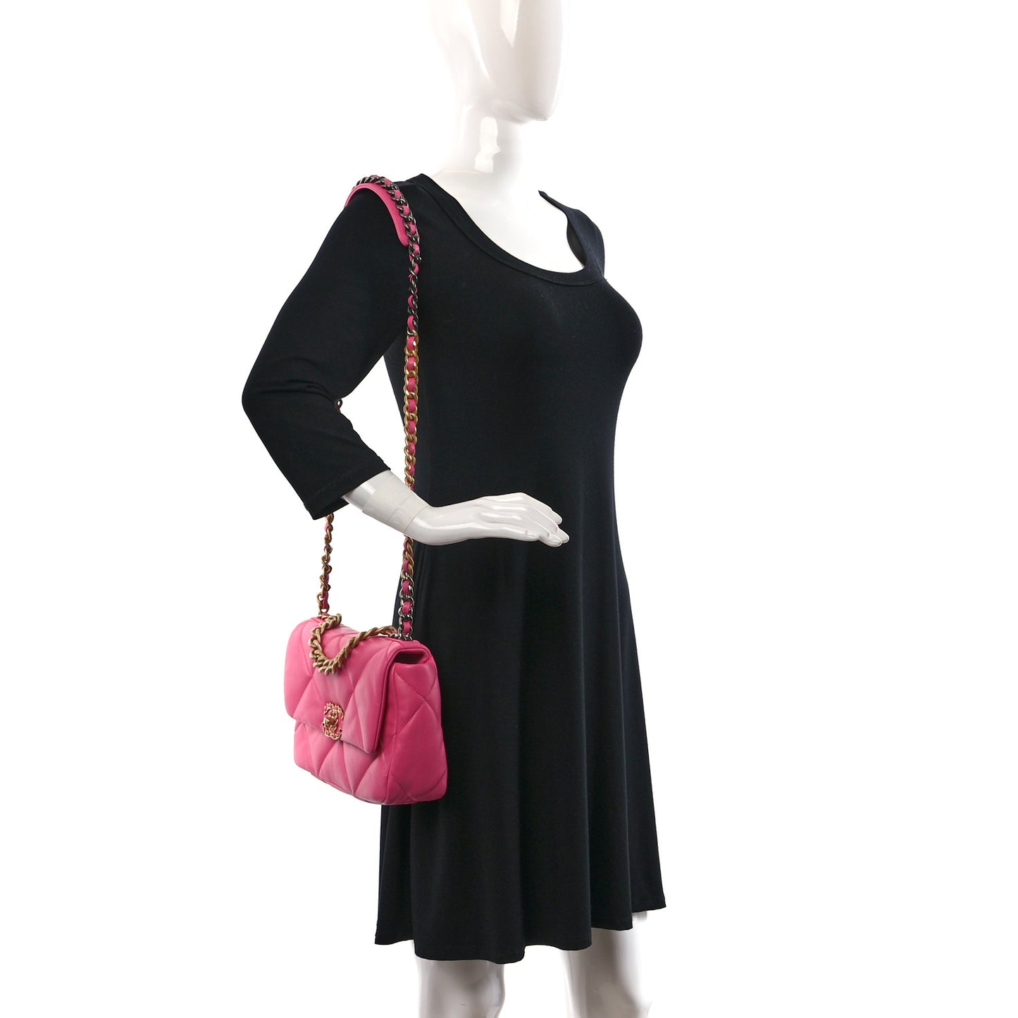 Lambskin Quilted Medium Chanel 19 Flap Pink