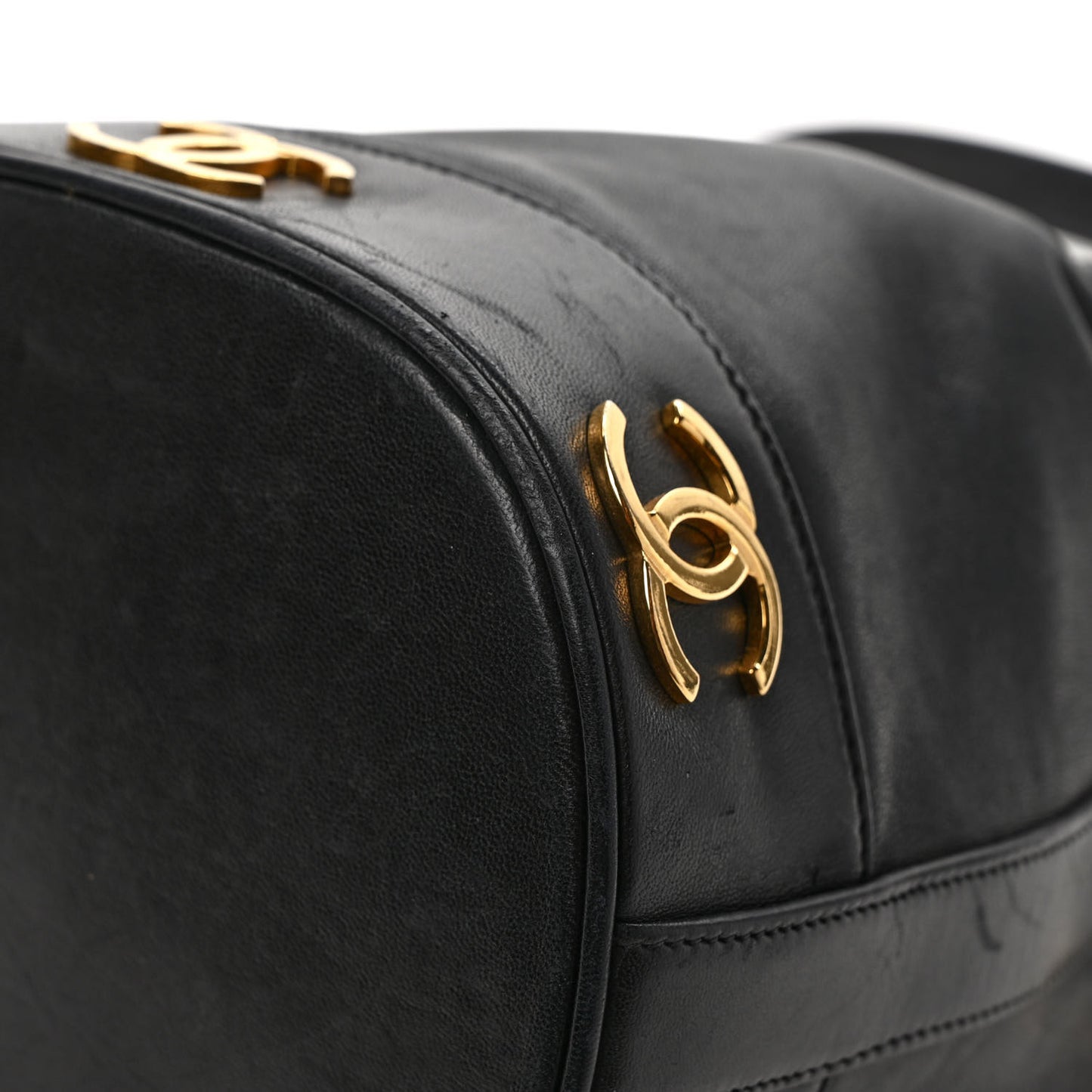 Lambskin CC Drawstring Shoulder Bag Black