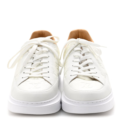 Louis Vuitton Grained Calfskin Embossed Monogram Mens Beverly Hills Sneakers 8 White 3 of 9