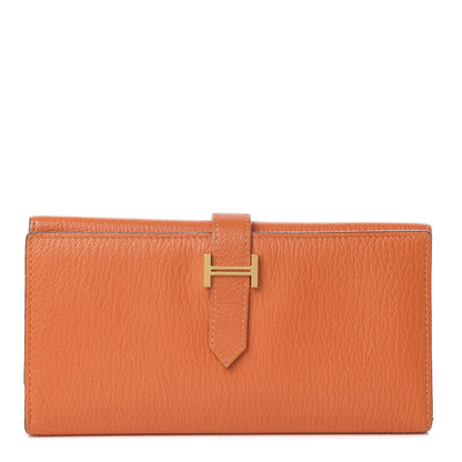Hermes Chevre Mysore Bearn Gusset Wallet Orange 1 of 6