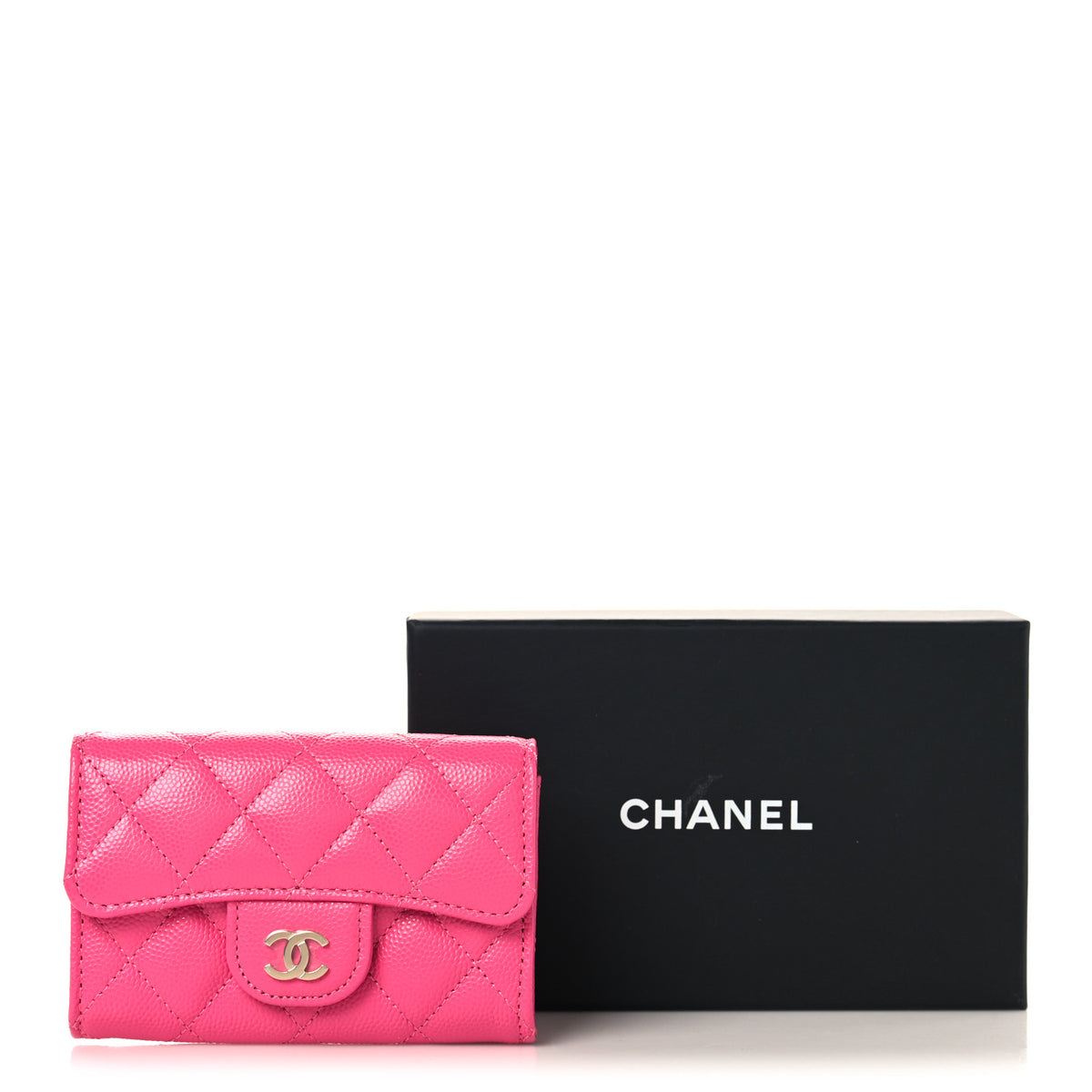 Chanel Caviar Quilted Flap Card Holder Wallet Dark Pink 9 of 9