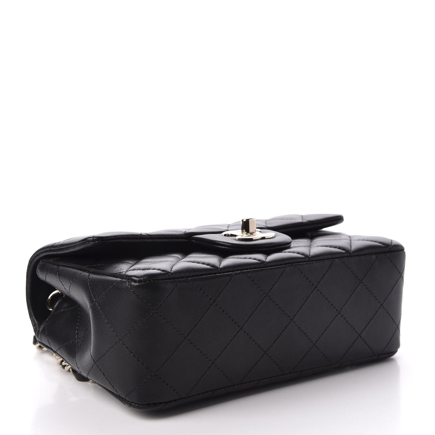 Lambskin Quilted Mini Rectangular Flap Black