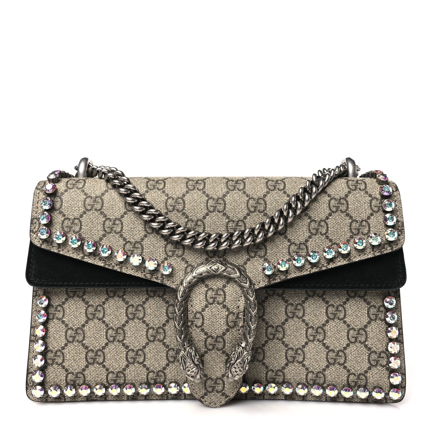 Gucci GG Supreme Monogram Crystal Small Dionysus Shoulder Bag Black 1 of 10