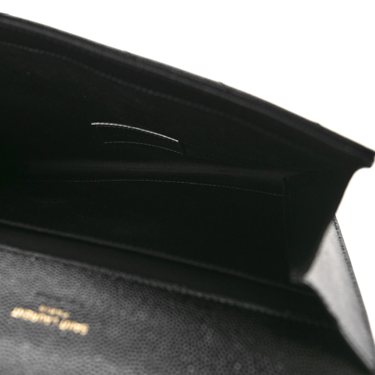 Grain De Poudre Matelasse Chevron Monogram Envelope Clutch Black