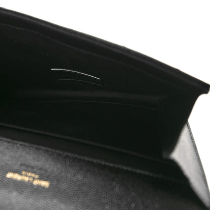 Saint Laurent Grain De Poudre Matelasse Chevron Monogram Envelope Clutch Black 5 of 8